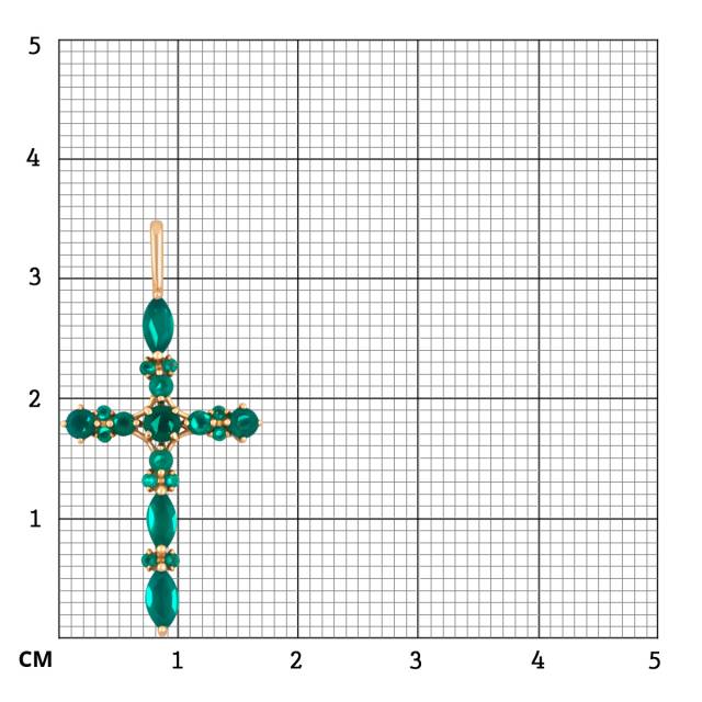 Кулон крест из красного золота с зелёными агатами (047995)