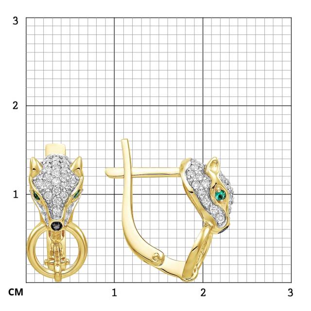 Серьги из жёлтого золота с бриллиантами и изумрудами (059860)