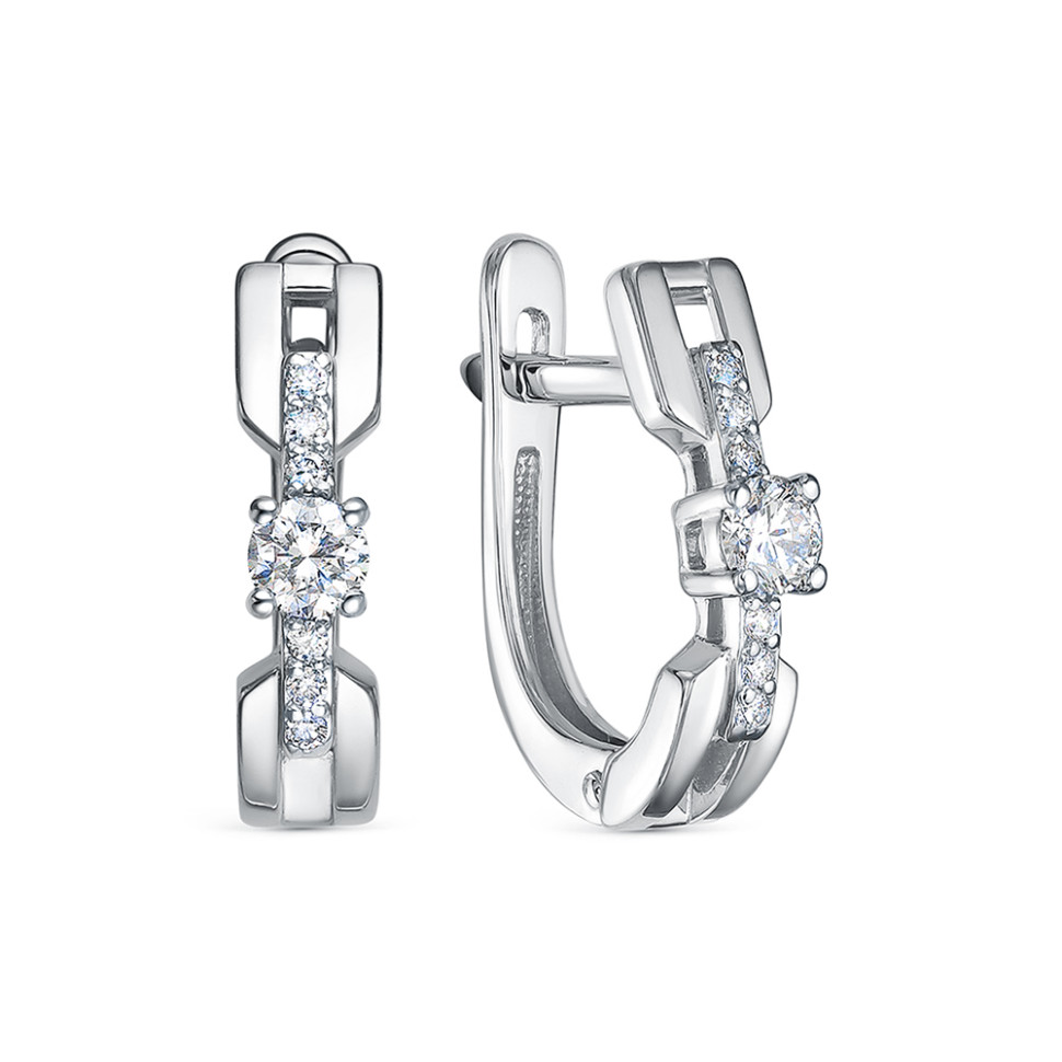 Серьги из белого золота с бриллиантами (061103)