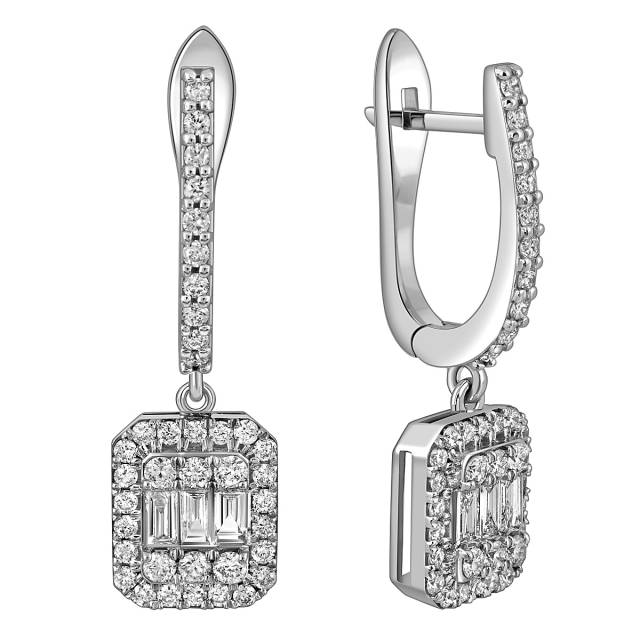 Серьги из белого золота с бриллиантами (055587)