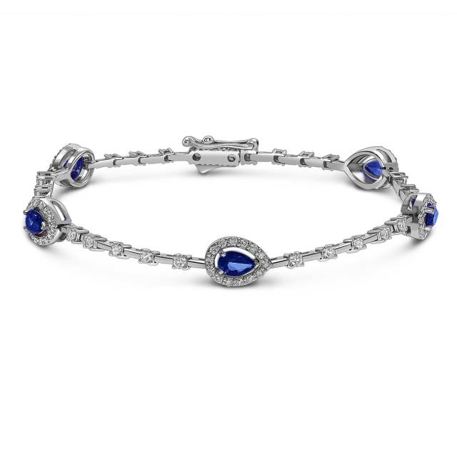 Браслет из белого золота с бриллиантами и сапфирами (060254)