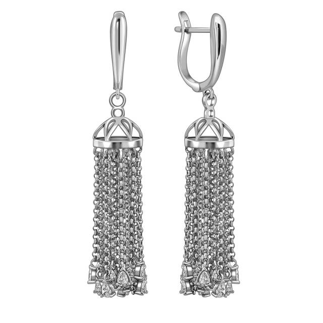 Серьги из белого золота с фианитами (057958)
