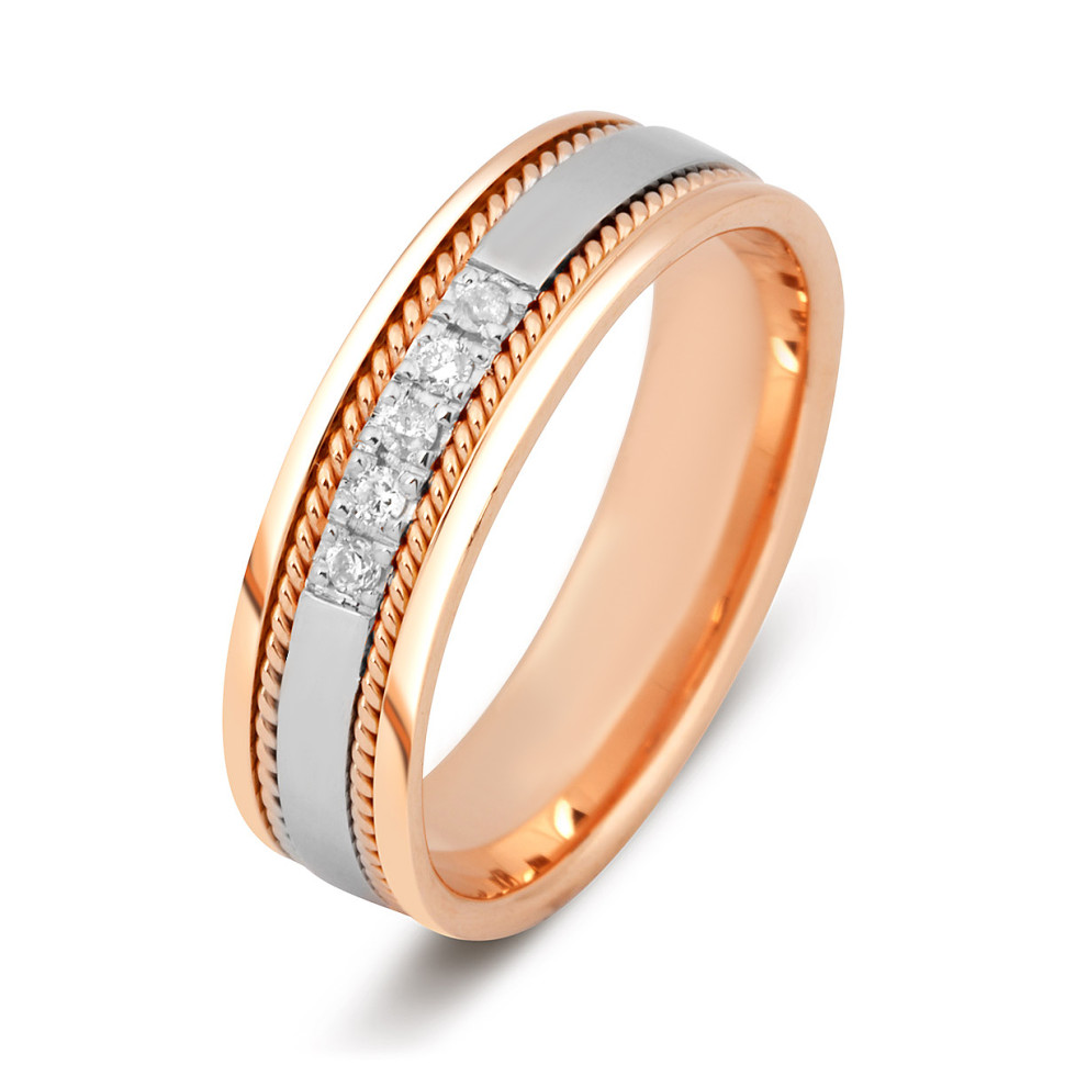 Обручальное кольцо из комбинированного с бриллиантами (010436)