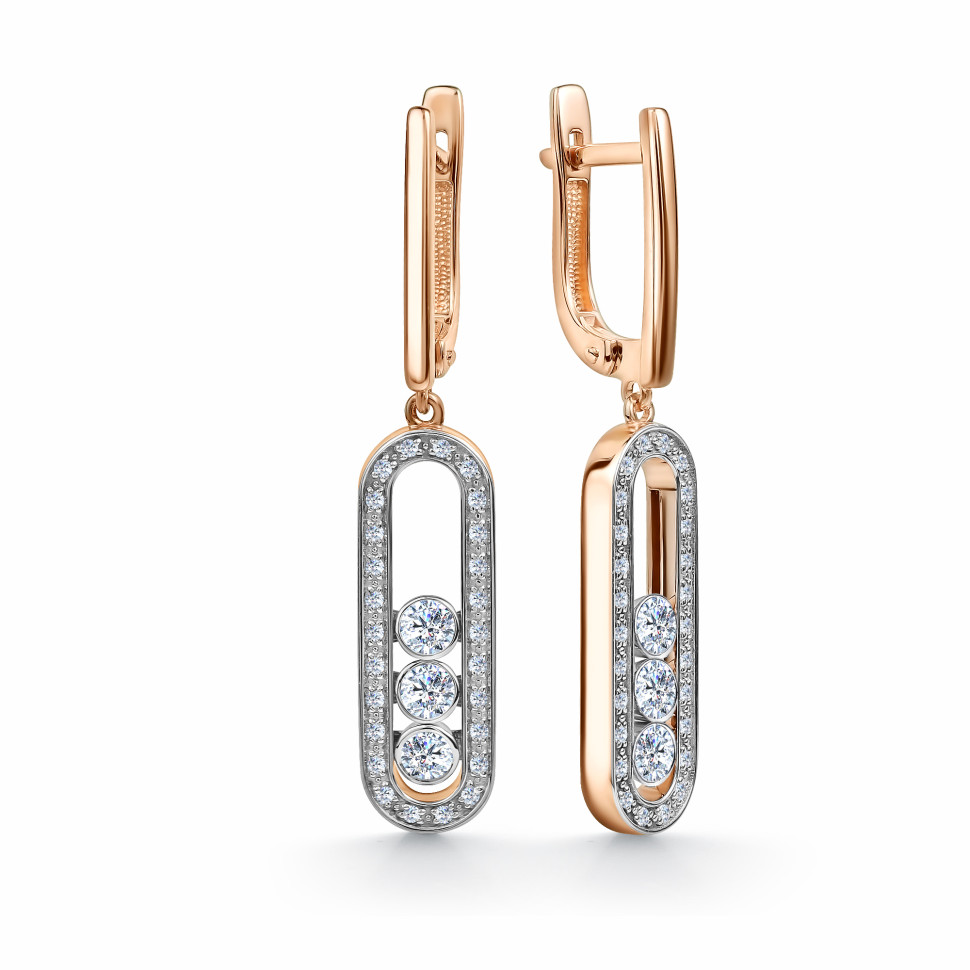 Серьги из красного золота с бриллиантами (057515)