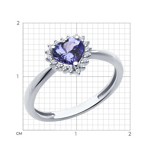 Помолвочное кольцо из белого золота с бриллиантами и танзанитом 