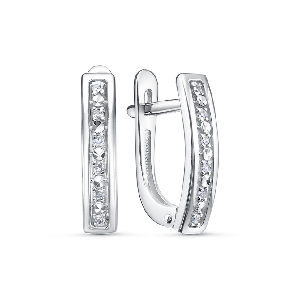 Серьги из белого золота с бриллиантами (061084)
