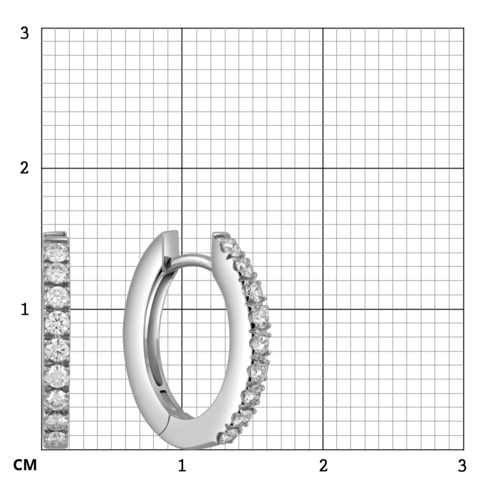 Серьги конго из белого золота с бриллиантами 