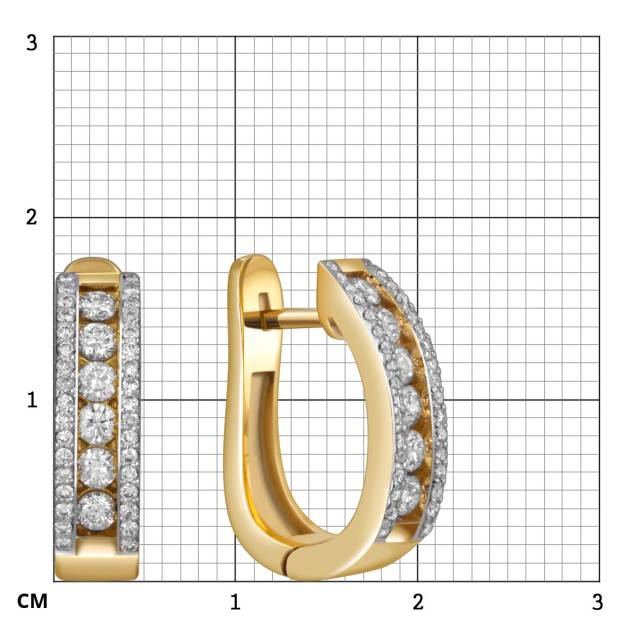 Серьги из желтого золота с бриллиантами (052919)