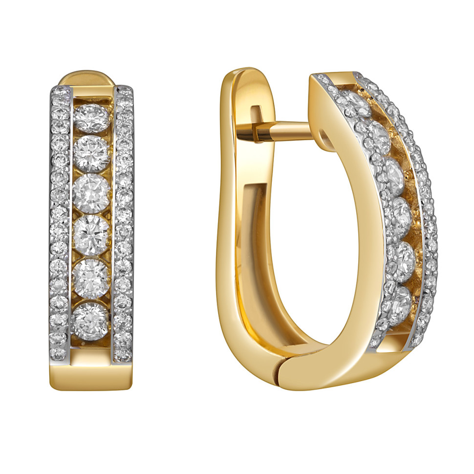 Серьги из желтого золота с бриллиантами (052919)