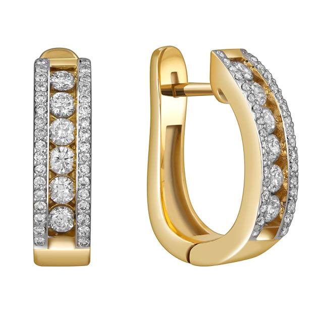 Серьги из желтого золота с бриллиантами (052919)