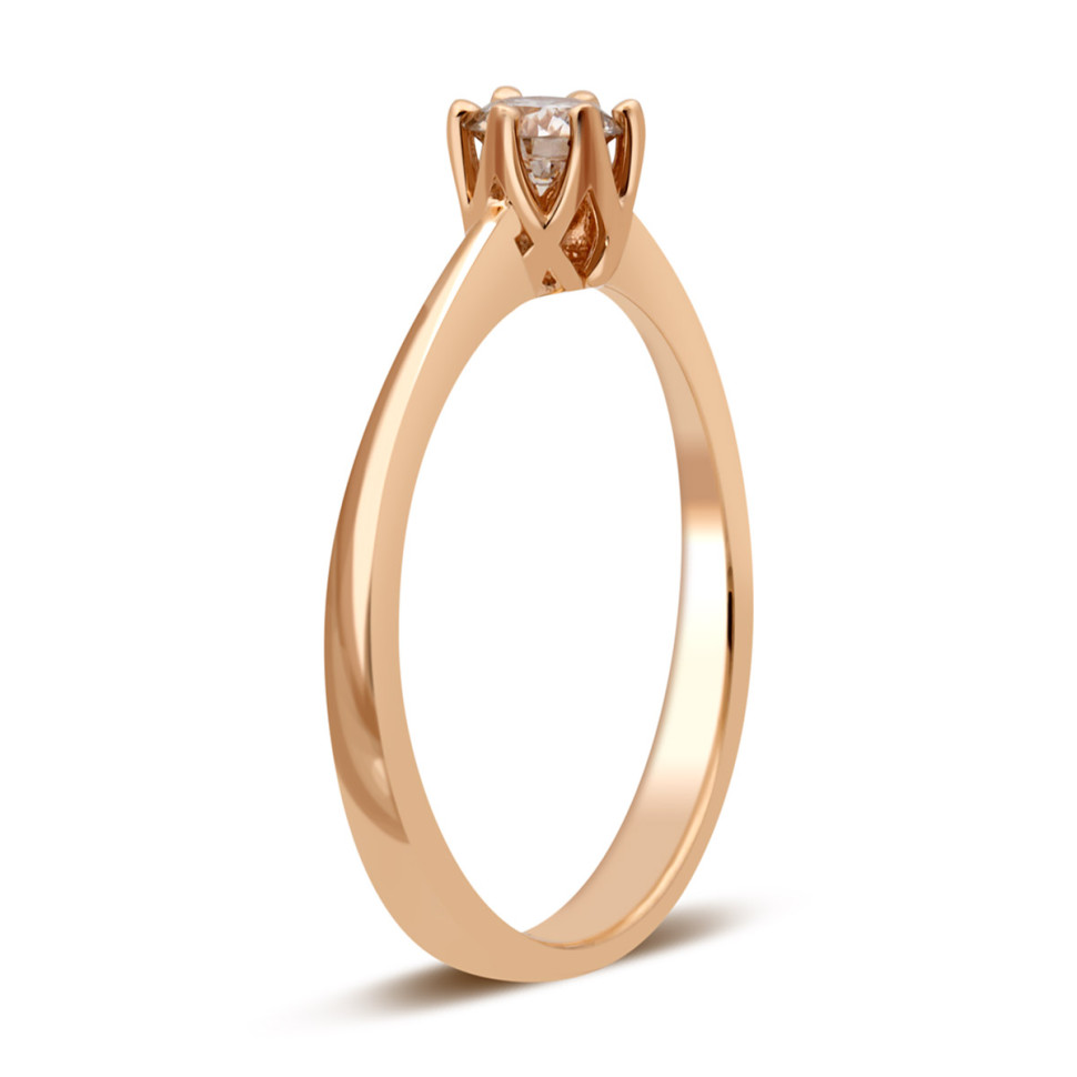 Помолвочное кольцо из красного золота с бриллиантом (029098)