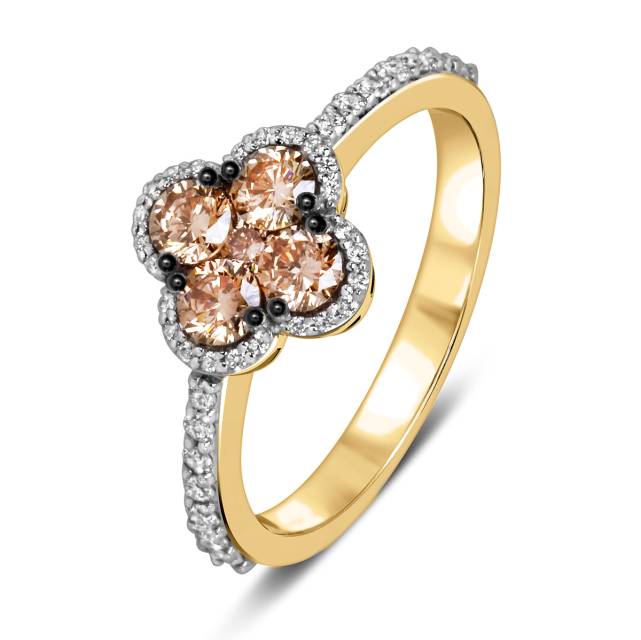 Кольцо из жёлтого золота с бриллиантами (061113)