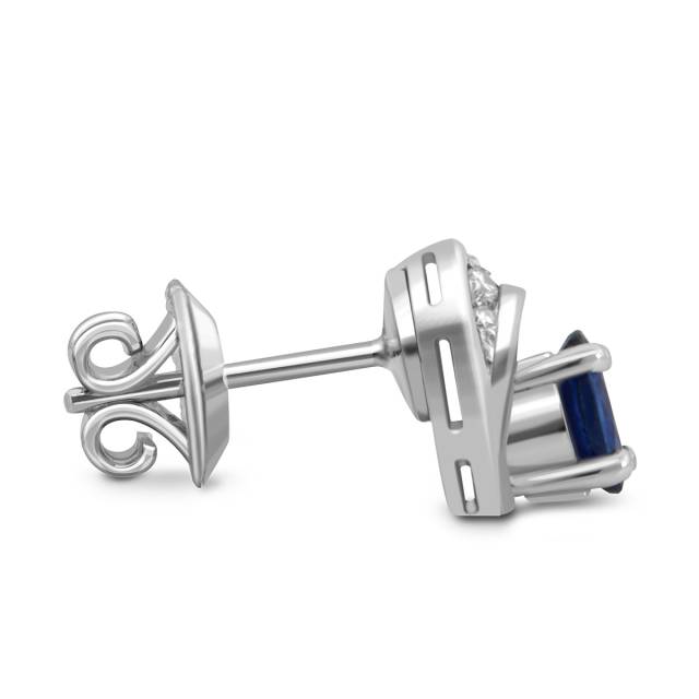 Пусеты из белого золота с бриллиантами и сапфирами (038766)