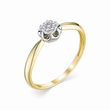 Помолвочное кольцо из комбинированного золота с бриллиантами (034836)