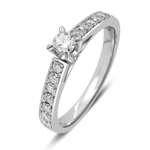 Помолвочное кольцо из белого золота с бриллиантами (042399)