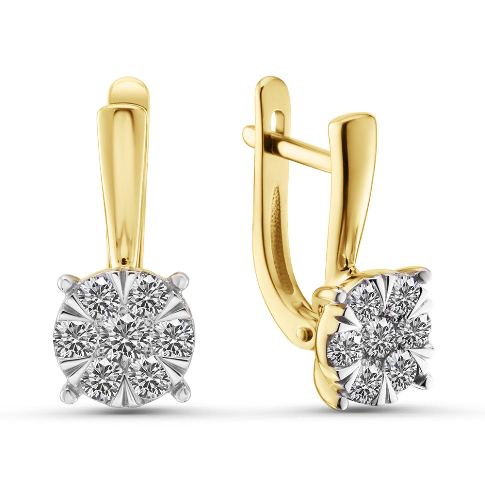 Серьги из жёлтого золота с бриллиантами  (063797)
