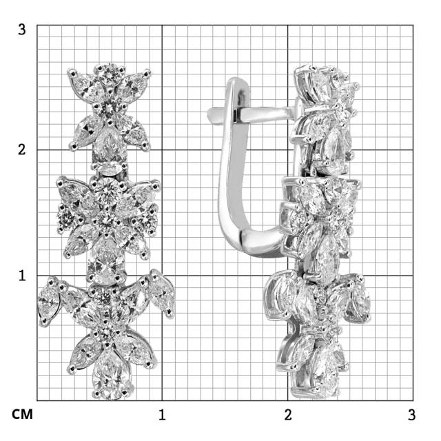 Серьги с бриллиантами из белого золота (012525)