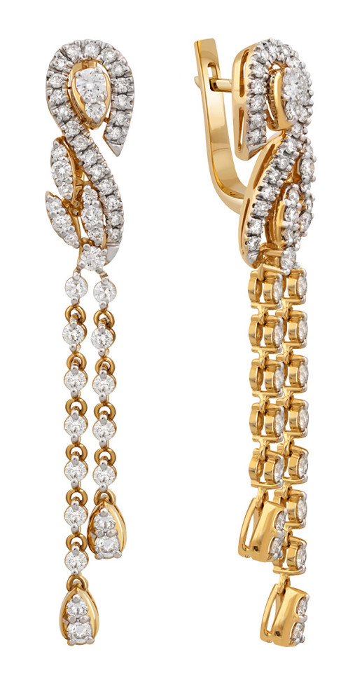 Серьги из жёлтого золота с бриллиантами (037621)