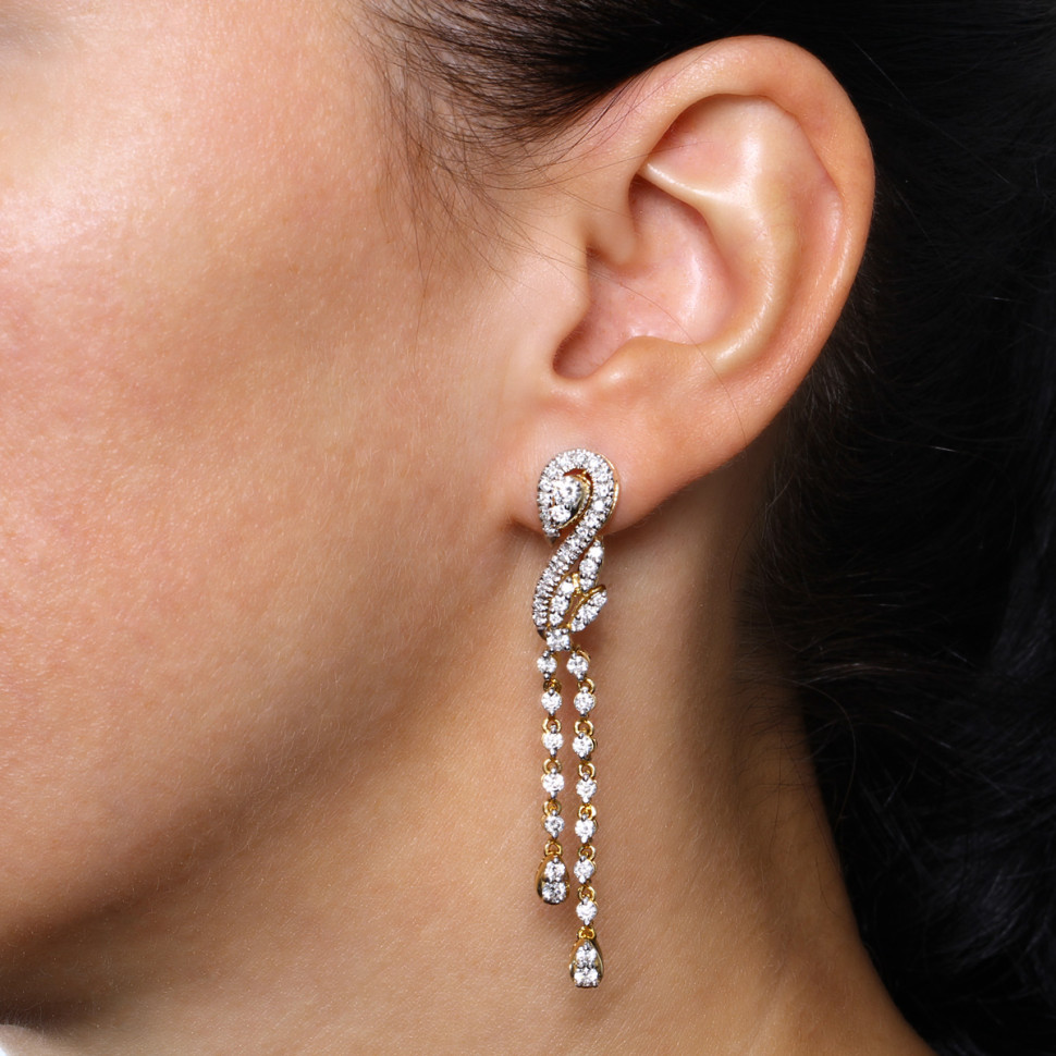 Серьги из жёлтого золота с бриллиантами (037621)