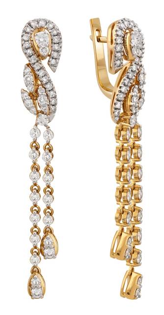 Серьги из жёлтого золота с бриллиантами (037621)