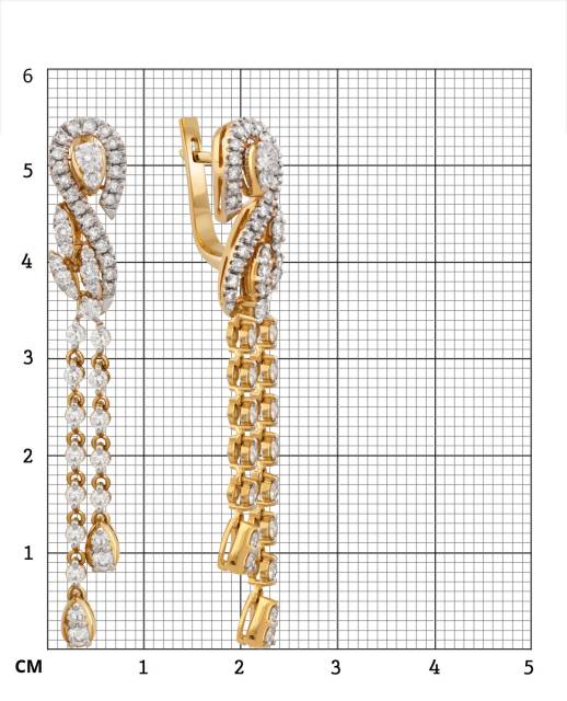 Серьги из жёлтого золота с бриллиантами (037621)