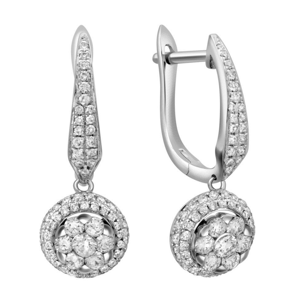 Серьги из белого золота с бриллиантами (032141)