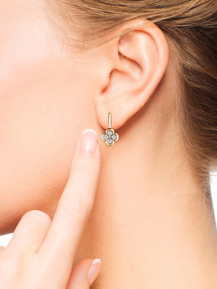 Серьги из жёлтого золота с бриллиантами (059623)