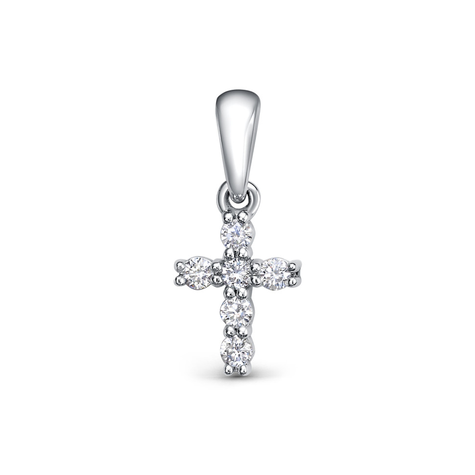 Кулон крест из платины с бриллиантами (058379)