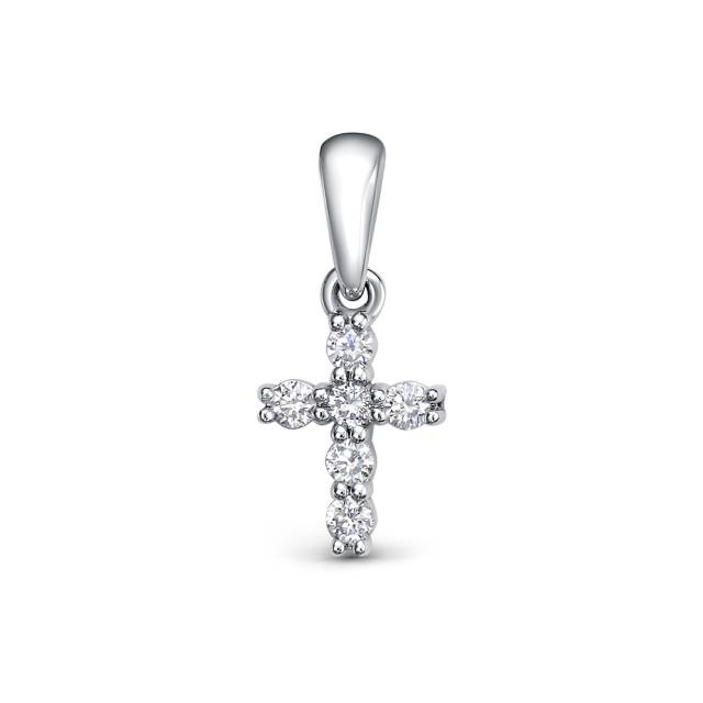 Кулон крест из платины с бриллиантами (058379)