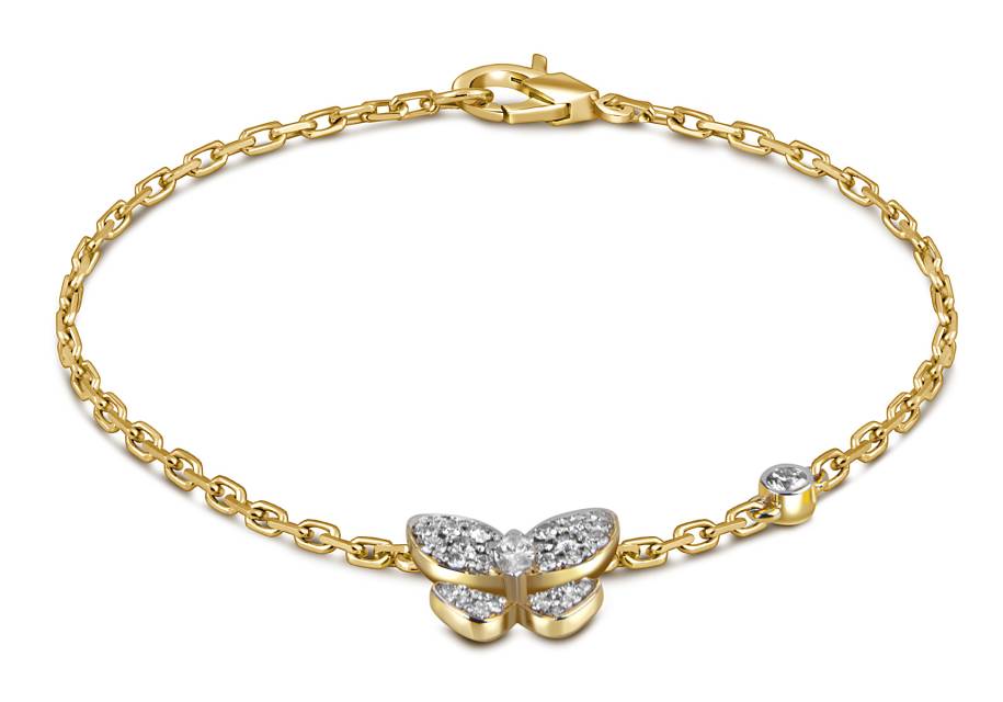 Браслет из жёлтого золота с бриллиантами "Бабочки" (059905)