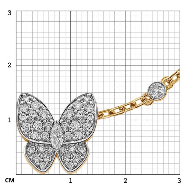 Браслет из жёлтого золота с бриллиантами "Бабочки" (059905)