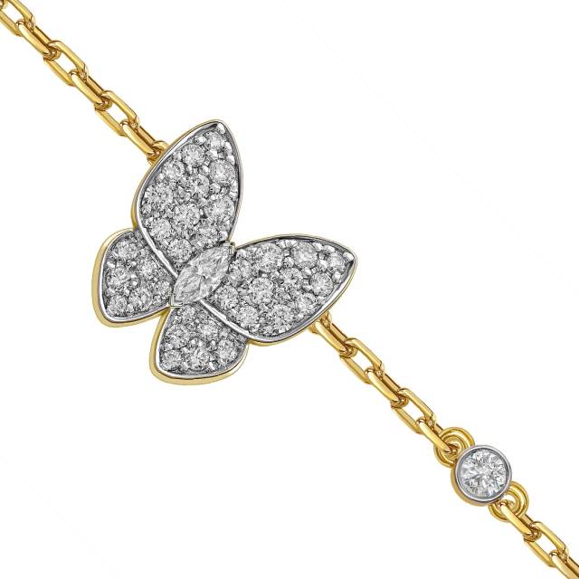 Браслет из жёлтого золота с бриллиантами "Бабочки" (059905)