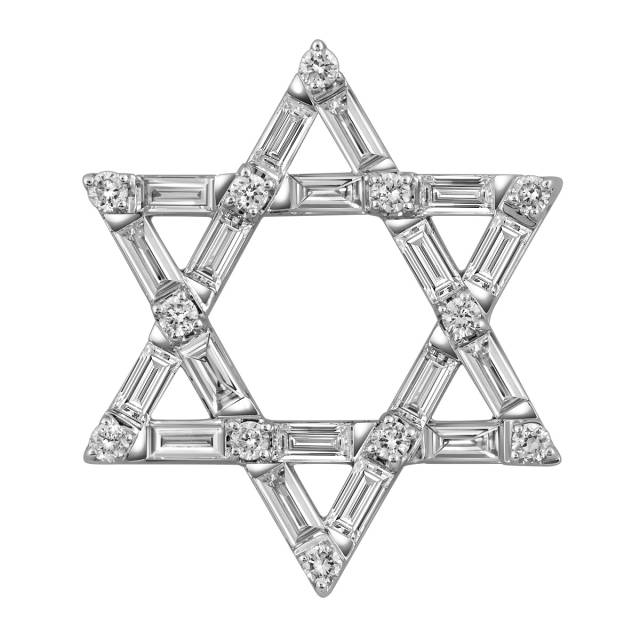 Кулон "Звезда Давида" из белого золота с бриллиантами (057835)