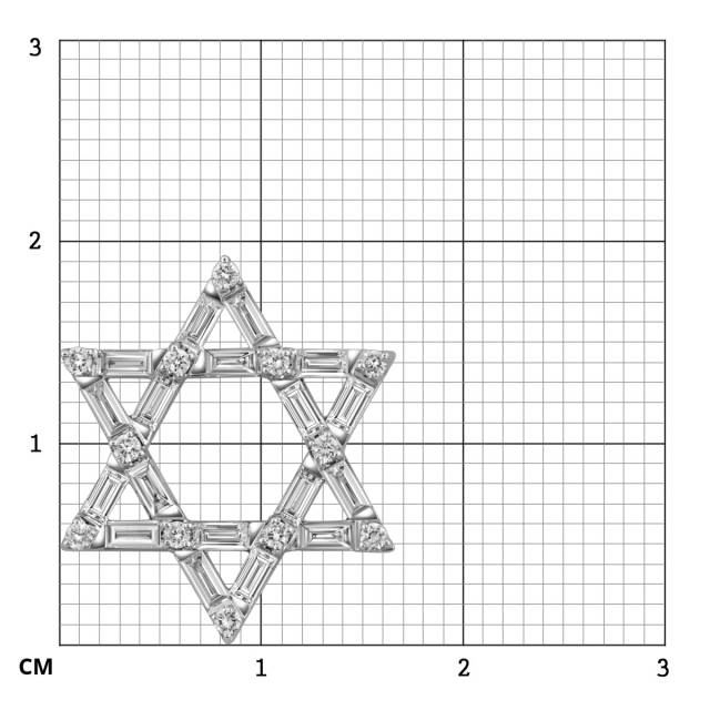 Кулон "Звезда Давида" из белого золота с бриллиантами (057835)