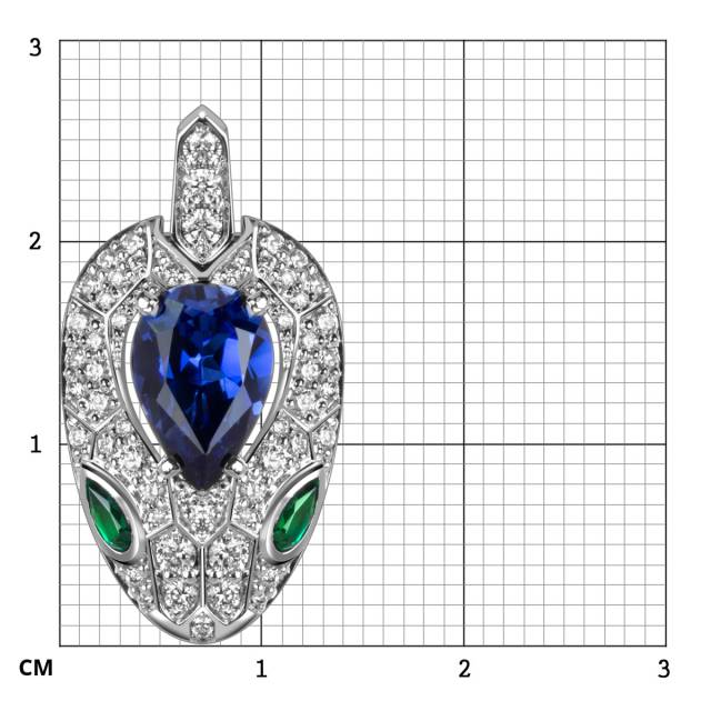 Кулон из белого золота с бриллиантами и ситаллами (060294)