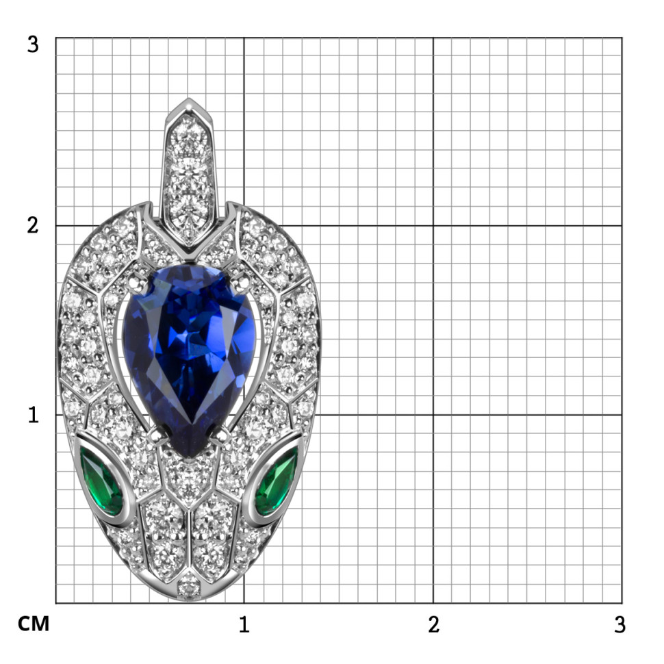 Кулон из белого золота с бриллиантами и ситаллами (060294)