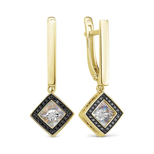 Серьги из жёлтого золота с бриллиантами (062616)