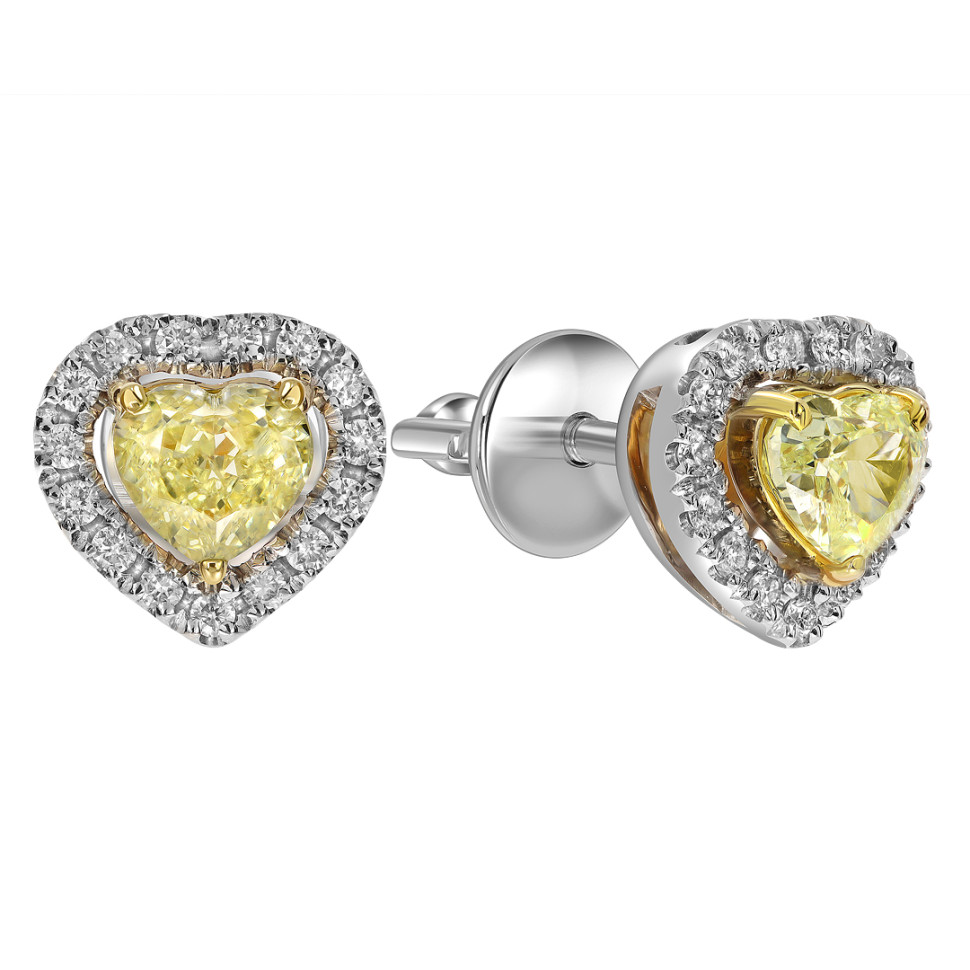 Серьги пусеты из белого золота с бриллиантами 