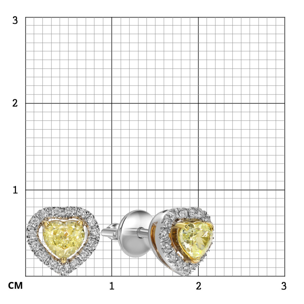 Серьги пусеты из белого золота с бриллиантами 