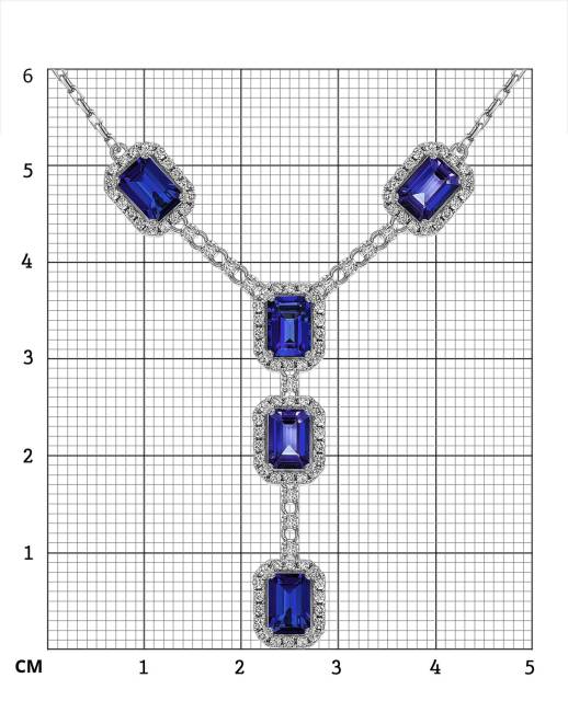 Колье из белого золота с бриллиантами и сапфирами   (061613)