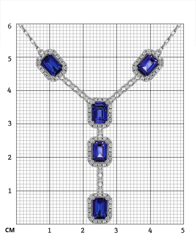 Колье из белого золота с бриллиантами и сапфирами   (061613)