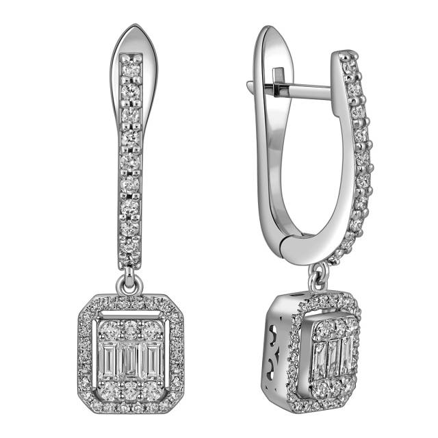 Серьги из белого золота с бриллиантами (055567)