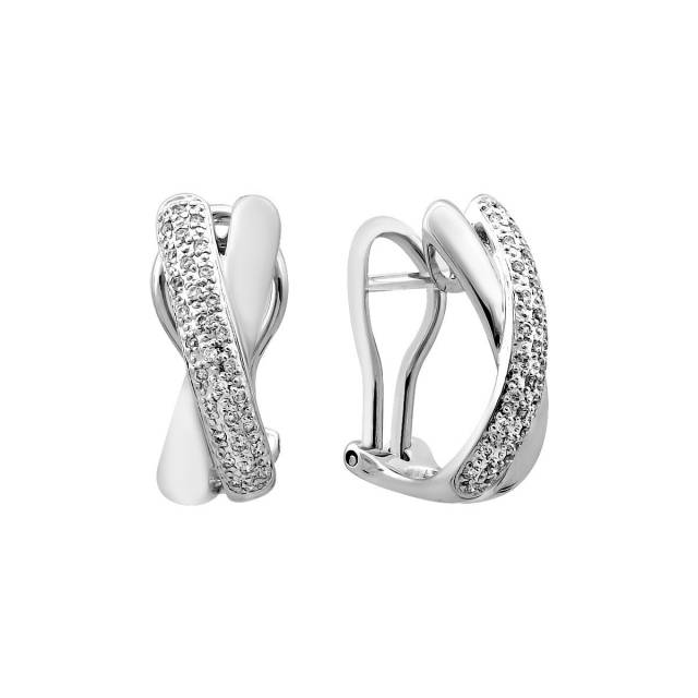 Серьги из белого золота с бриллиантами (028690)