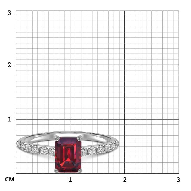 Кольцо из белого золота с бриллиантами и рубином (062766)