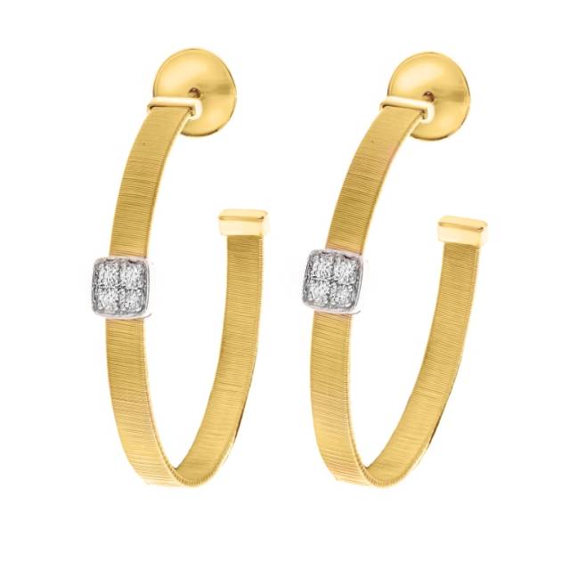 Серьги конго из жёлтого золота с бриллиантами (050721)