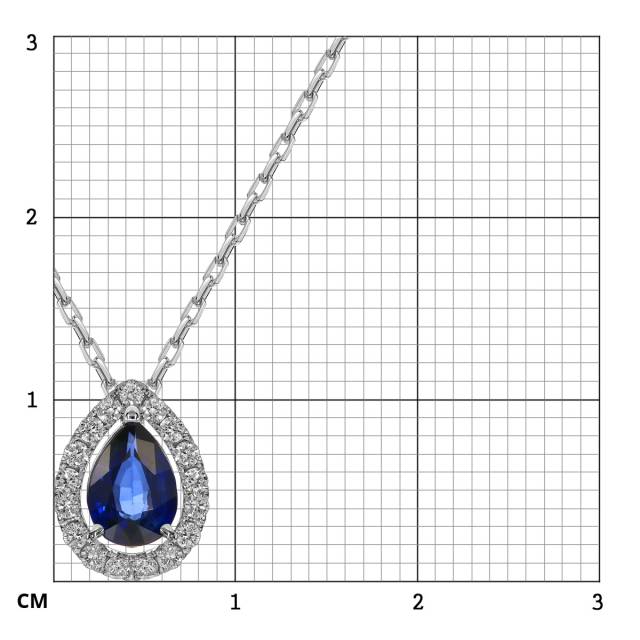 Колье из белого золота с бриллиантами и сапфиром (061071)