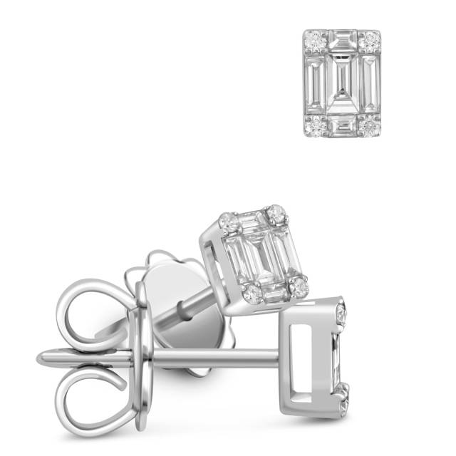 Серьги пусеты из белого золота с бриллиантами (047295)