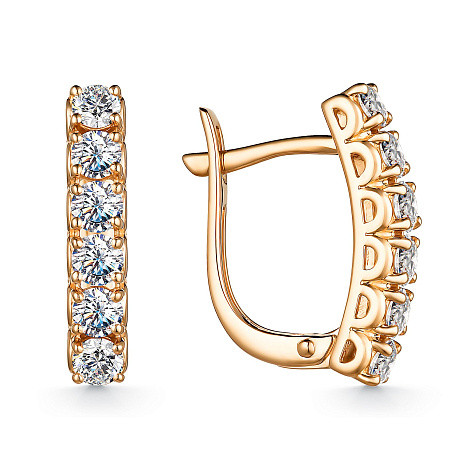 Серьги из красного золота с бриллиантами (053679)