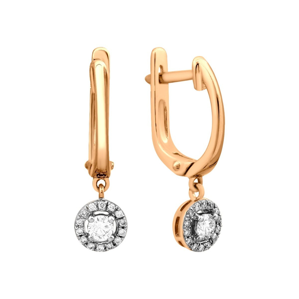 Серьги из комбинированного золота с бриллиантами (025909)