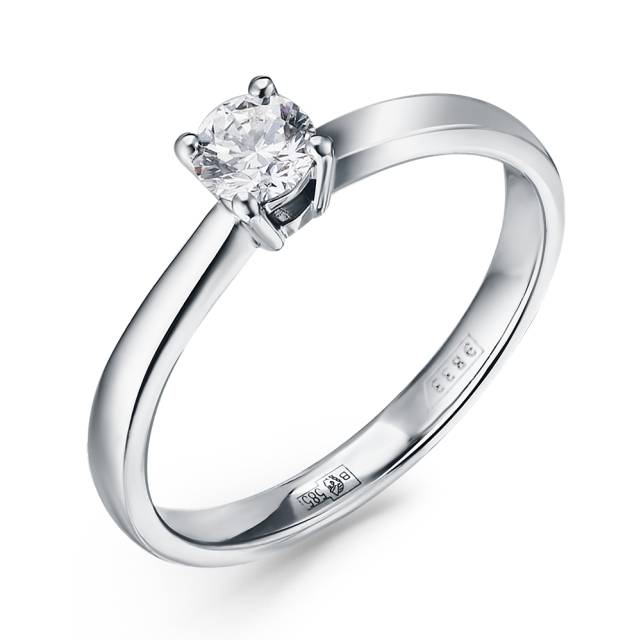 Помолвочное кольцо из белого золота с бриллиантом (058753)